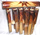 Horizontal fire burned bamboo windchimes