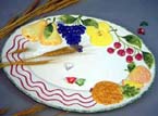 Ceramic dinning set - painted fruit decor flat plate